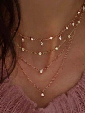 Dainty Boho Diamond 4-Tier Elegant Layer Necklace
